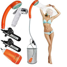 RGA Portable Outdoor Camping Shower,Two 2200mAh Rechargeable batteries,Water Pump for Camping, Hiking,Outdoor Travel(Classic Camping Shower)