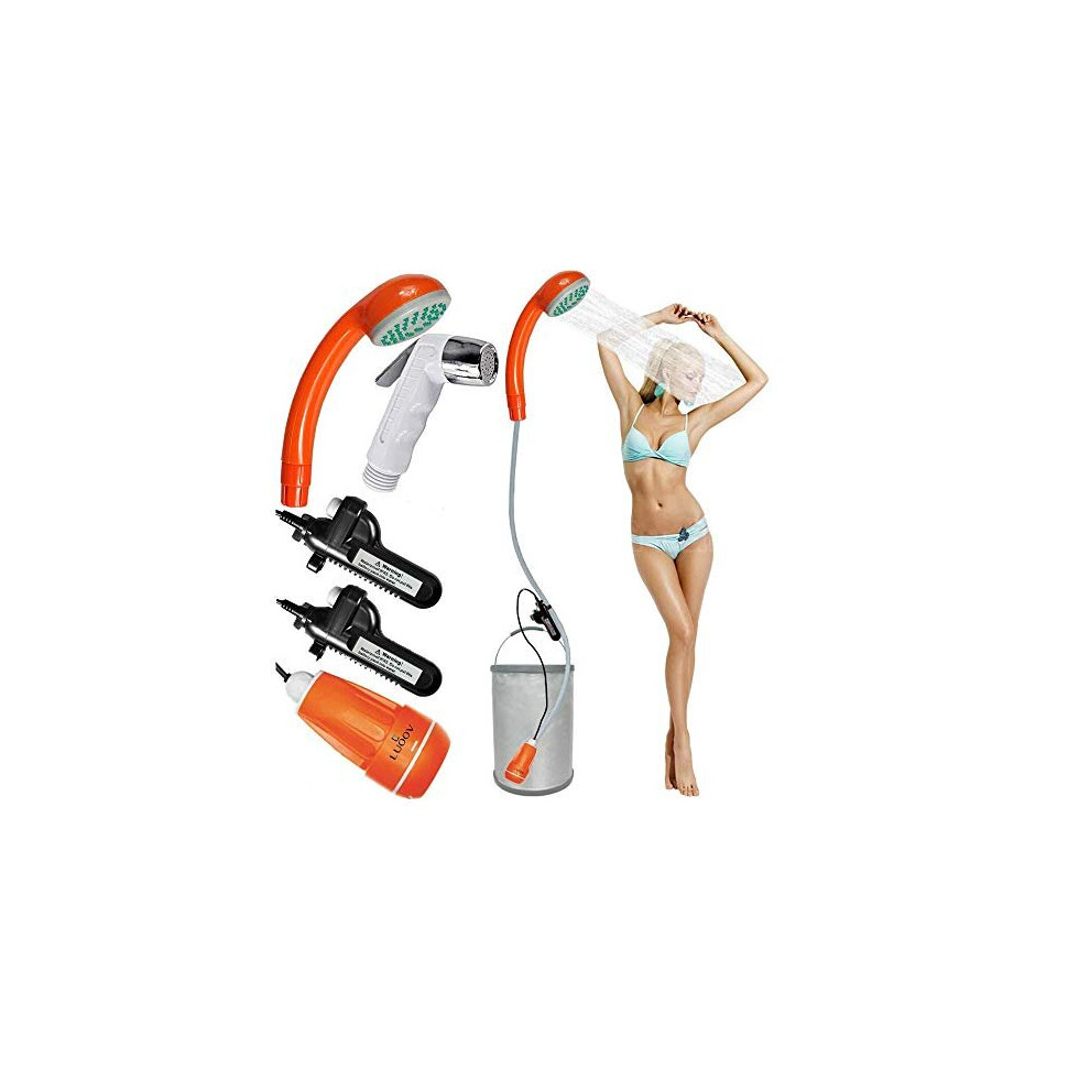 RGA Portable Outdoor Camping Shower,Two 2200mAh Rechargeable batteries,Water Pump for Camping, Hiking,Outdoor Travel(Classic Camping Shower)