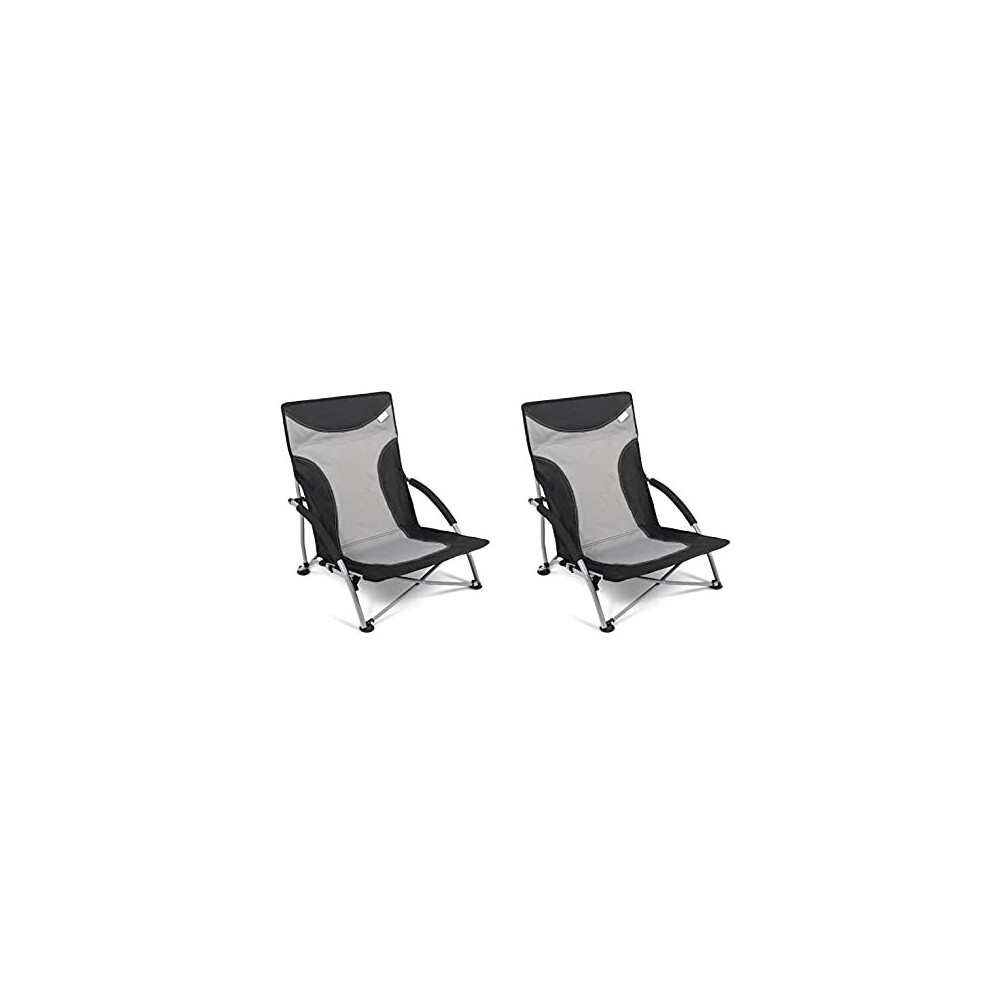 2 x Kampa Sandy Low Folding Beach Chair Fog Grey