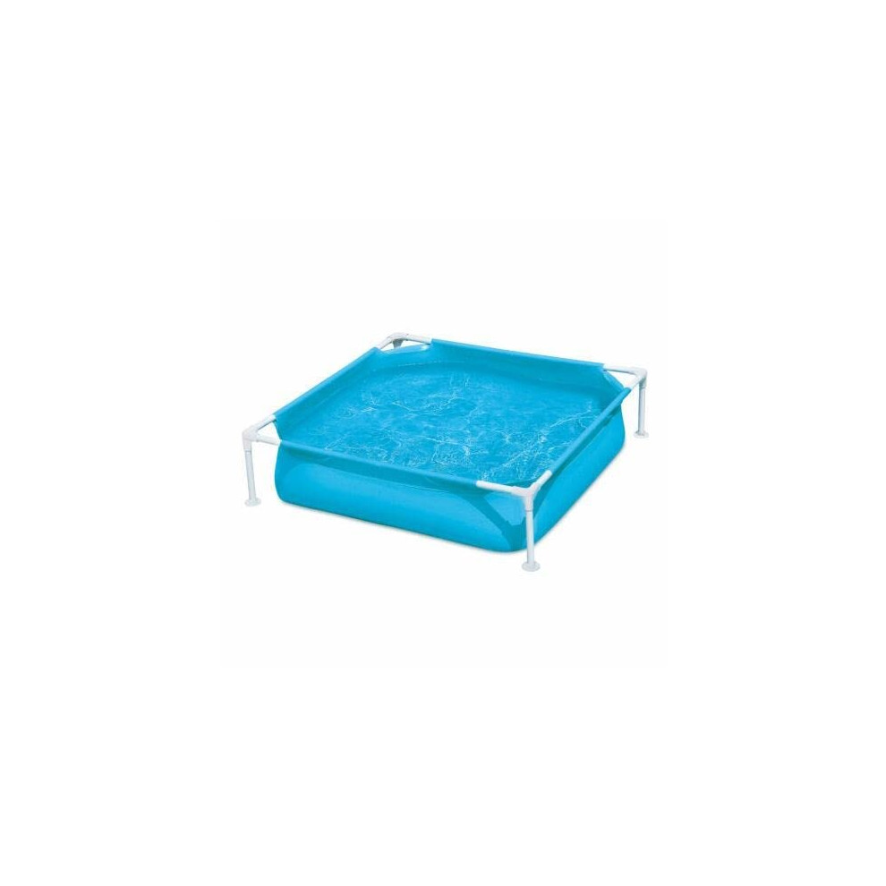 Summer Waves 4 feet long and 12 inches deep Plastic Frame Small Square Kiddie Swimming Pool, Above Ground Pool for kids under 6 years old, Blue, 48 x