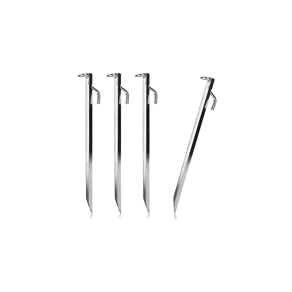 COM-FOUR? 4x large tent pegs made of steel with V-profile and ring - robust pegs for storm protection - ground anchor - trampoline attachment - awning