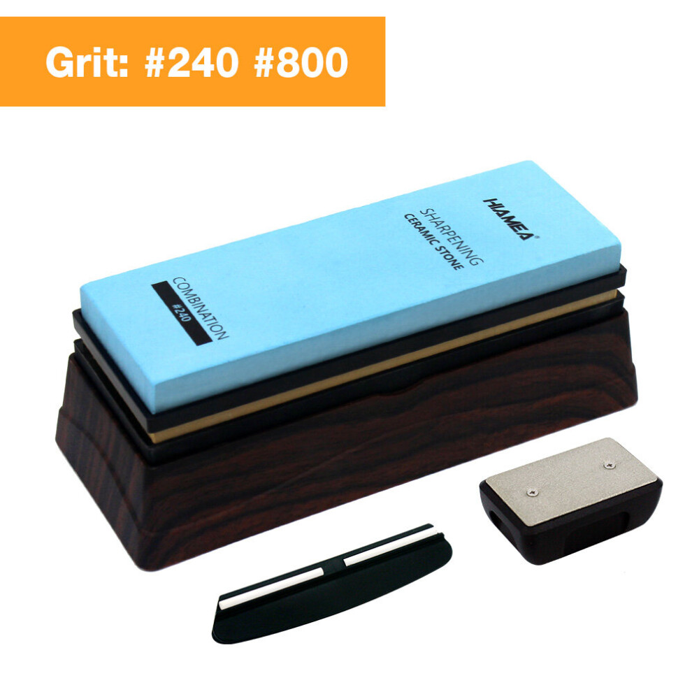 (A-240 800 Set) Hiamea New Ceramic Stone Knife Sharpener Whetstone Sharpening Stones Grinding Stone System Honing Set 240 800 Grit 4853843768110