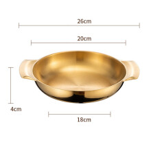 (a-20cm Golden) Flat Bottom Stainless Steel Paella Frying Pans With Handles Non-Stick Saucepan Cooking Pot Kitchenware Cookware Kitchen Utensils