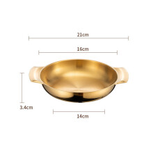 (a-16cm Golden) Flat Bottom Stainless Steel Paella Frying Pans With Handles Non-Stick Saucepan Cooking Pot Kitchenware Cookware Kitchen Utensils