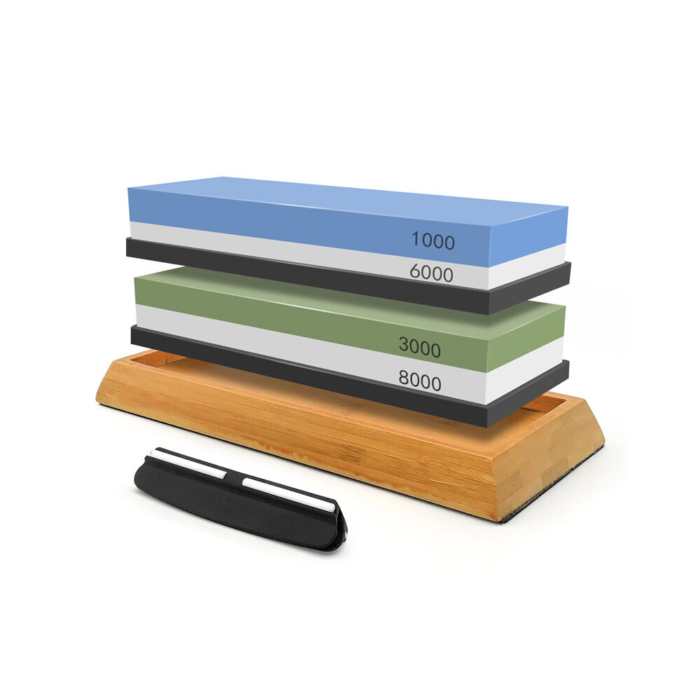 (A-4Pcs Set L Sharpening) Sharpening Stone Knife Sharpener Grit 240-8000|# Correction Whetstone Angle Guide Sharpeners Stone Grinding Knife Bamboo Bas 4853843659791