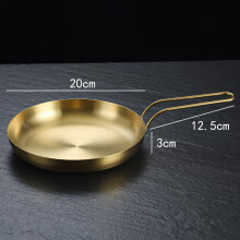 (a-20cm Golden(Handle)) Durable Stainless Steel Golden Sliver Frying Pan Steak Skillet Roasting Cooking Pots Kitchenware Kitchen Cookware Accessories