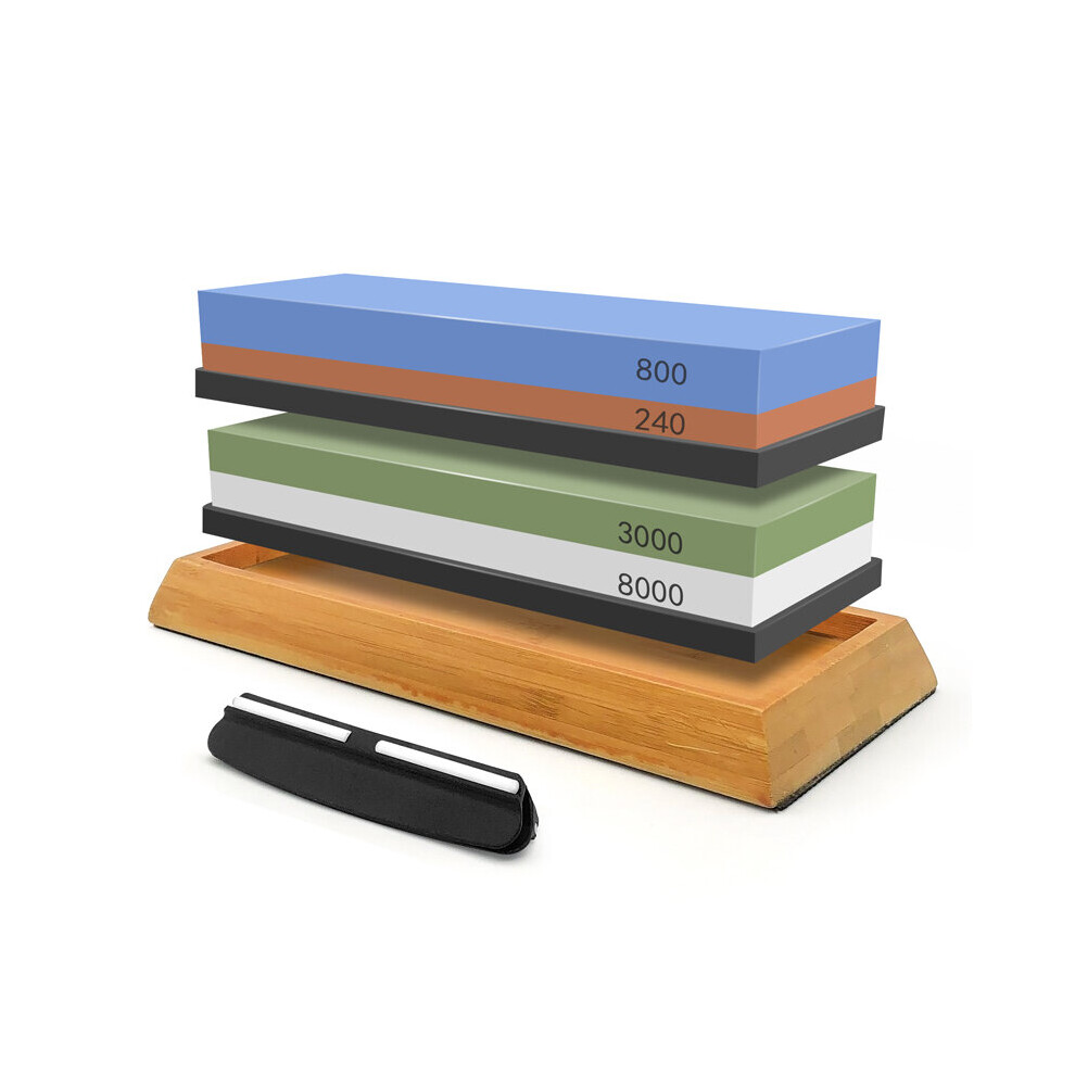 (A-4Pcs Set I Sharpening) Sharpening Stone Knife Sharpener Grit 240-8000|# Correction Whetstone Angle Guide Sharpeners Stone Grinding Knife Bamboo Bas 4853843659760