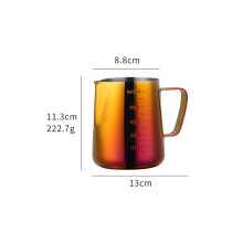 (a-L Rainbow NO.3) Stainless Steel Milk Jugs Coffee Pitcher Milk Frothing Jug Pull Flower Cup Gold Milk Craft Coffee Latte Art Jug Pitcher Mug Cup