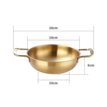 (a-Golden 18cm) 18-22cm Stainless Steel Durable Saucepan with Double Ear Spanish Paella Cooking Pot Seafood Frying Pan Kitchen Cookware Utensils