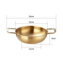 (a-Golden 20cm) 18-22cm Stainless Steel Durable Saucepan with Double Ear Spanish Paella Cooking Pot Seafood Frying Pan Kitchen Cookware Utensils