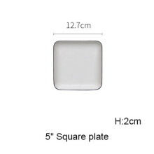 (a-5 inch square dish) Simple European Style Ceramic Square Plate 5 8 10 Inch Rectangle Plate Black Stripe China Bone Steak Plate