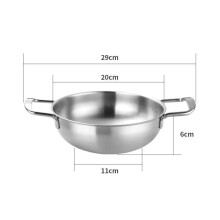 (a-Silver 20cm) 18-22cm Stainless Steel Durable Saucepan with Double Ear Spanish Paella Cooking Pot Seafood Frying Pan Kitchen Cookware Utensils