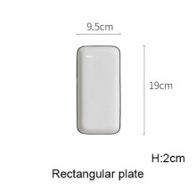 (a-rectangle plate) Simple European Style Ceramic Square Plate 5 8 10 Inch Rectangle Plate Black Stripe China Bone Steak Plate
