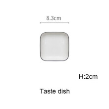 (a-dish) Simple European Style Ceramic Square Plate 5 8 10 Inch Rectangle Plate Black Stripe China Bone Steak Plate