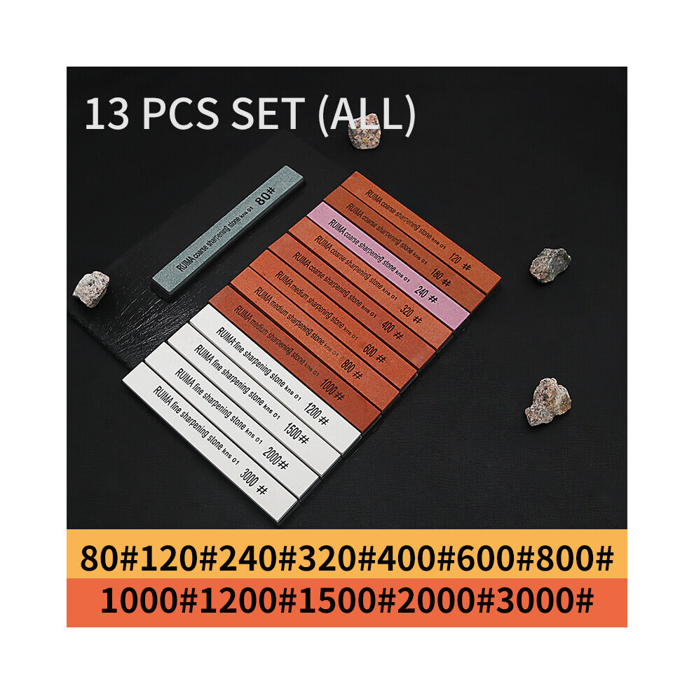 (A-13 Pcs Set All Stone) Whetstone Sharpening Stone Knife Sharpener Professional Afilador De Cuchillo Sacapuntas Afiador De Faca Wet Bars Set Grinding 4853843661107