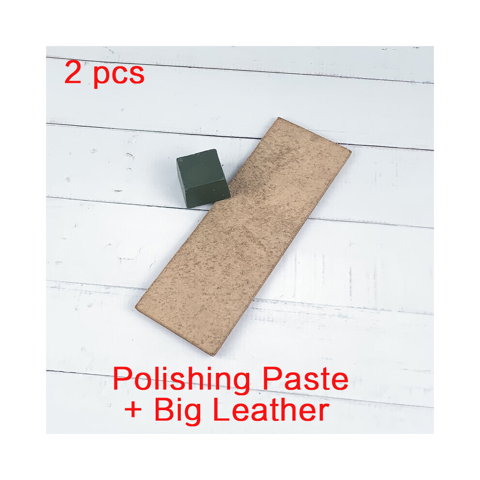 (A-2 Pcs As Photo) Big Size Leather Article Knife Sharper Black Cowhide Grinding Polish Belt Razor Strop Polishing Paste Sharpening Mirror Surface 4853843678563