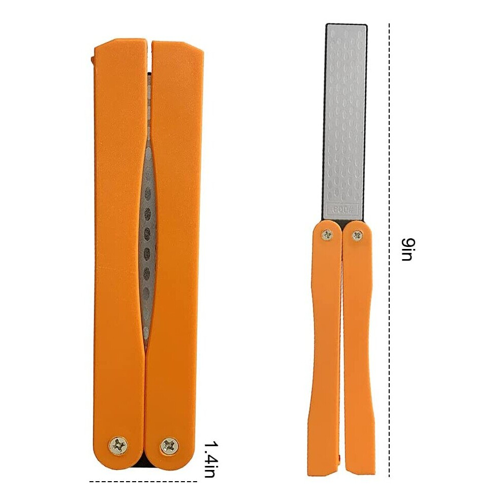 (A-Orange) Diamond Knife Sharpener 400/600 Grit Double-Side Sharpening Stone For Knife Axe Drill Pocket Folding Knife Garden Tool Sharpener 4853843636341