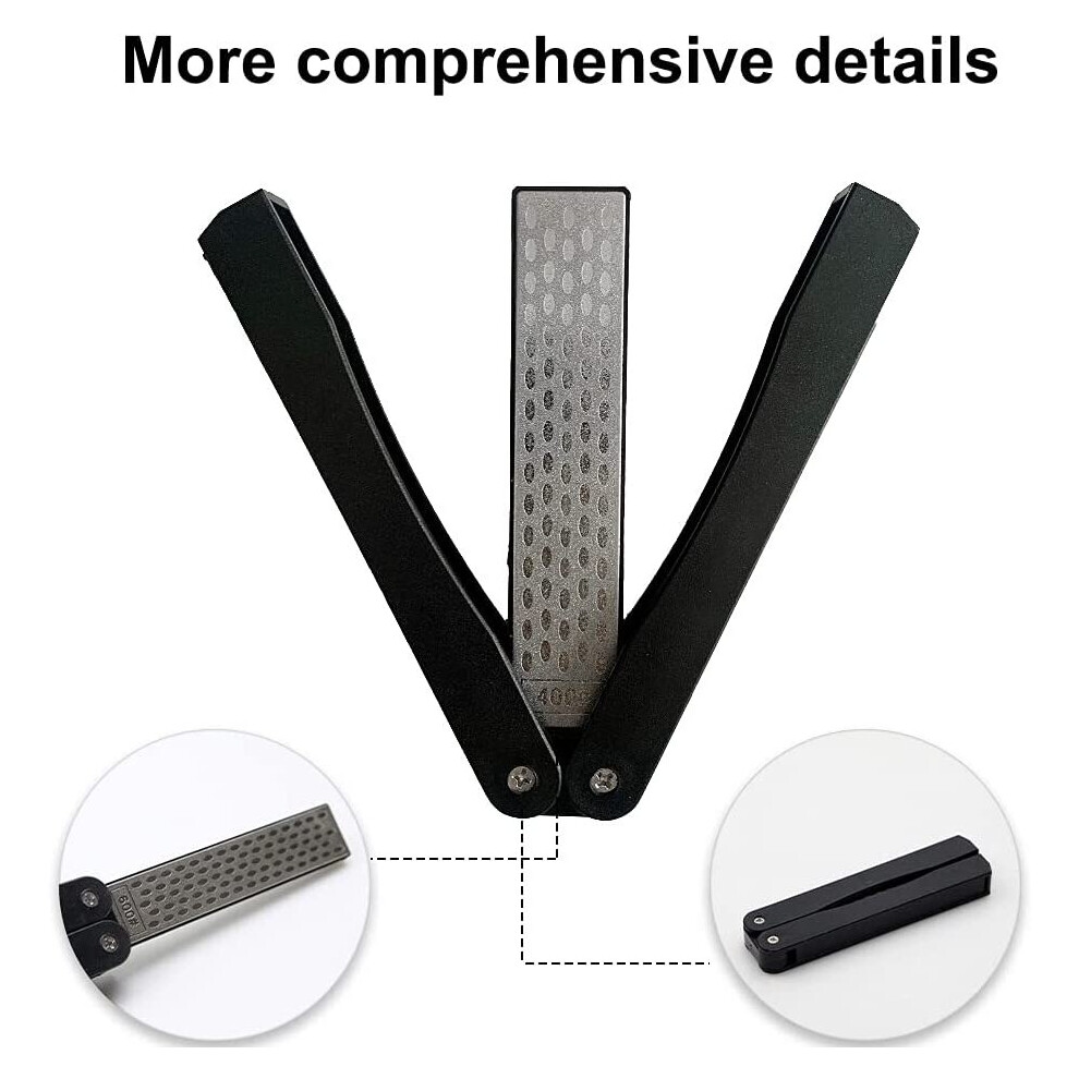 (A-Black) Diamond Knife Sharpener 400/600 Grit Double-Side Sharpening Stone For Knife Axe Drill Pocket Folding Knife Garden Tool Sharpener 4853843636327