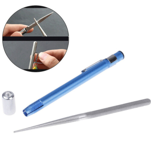 (a-green) Fish Hook Knife Sharpener Outdoor Tool Stainless Steel Diamond Multi-Function Fish Hook File Portable Sharpener 2