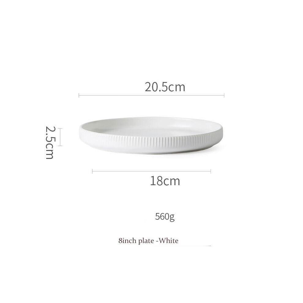 (a-8inch plate white) Nordic Ceramic Tableware Bowl Noodles Salad Dishes Steak Dessert Western Food Plate Soup Rice Bowl Cooking Plate Kitchen Utensil-image-OPC-PBTH7D8-NEW