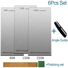 (a-6Pcs Set A Black Base) Diamond Knife Sharpener 170*75MM Sharpening Stone Grit 80~3000# Whetstone Professional Knive Grinding Edge Tool Anti-skid Base