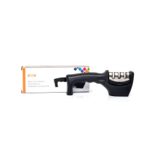 (a-Ceramic Pipe) Stainless Steel Diamond Sharpener Kitchen Knife Quick Sharpening Stone Multi-function Three-segment Knife Sharpener Tool