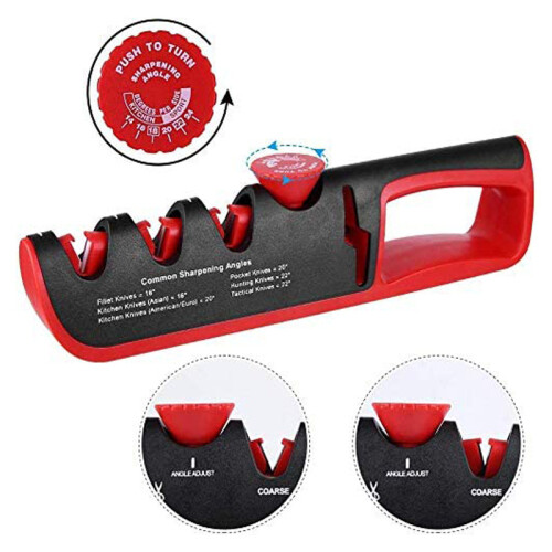 (a-Red-black L) 4 in 1 Multifunction Sharpener Angle Adjustable Diamond Knife Sharpener Household Kitchen Manual Quick Sharpening Tool Instock 2