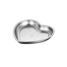 (a-M Love plate silver) Heart Shaped Dessert Salad Plates Serving Dishes Heart Dinner Plates Stainless Steel Material for Appetizer Steak Fruits