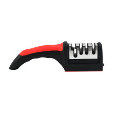 (a-Red 4 stage 20.5cmx5.5cm) Knife Sharpener Handheld Multi-function 3 -4 Stages Type Quick Sharpening Tool for Kitchen Knives, Repair, Grind, Polish Blade