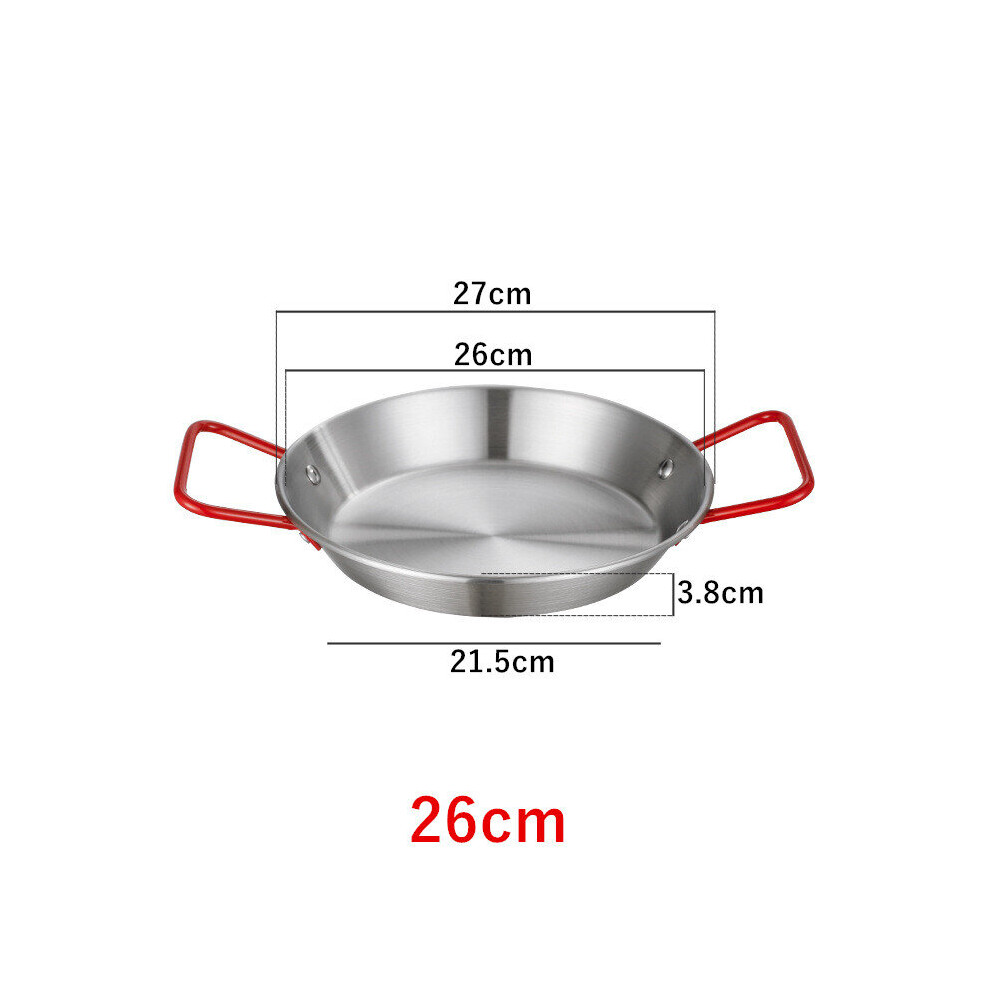 (a-Red Handle 26cm) 20-34cm Spanish Paella Pan with Handle Stainless Steel Durable Seafood Snack Plate Kitchen Non-Stick Frying Pans Cooking Pots-image-OPC-PBTHCCH-NEW