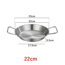 (a-Silver 22cm) 20-34cm Spanish Paella Pan with Handle Stainless Steel Durable Seafood Snack Plate Kitchen Non-Stick Frying Pans Cooking Pots