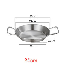 (a-Silver 24cm) 20-34cm Spanish Paella Pan with Handle Stainless Steel Durable Seafood Snack Plate Kitchen Non-Stick Frying Pans Cooking Pots