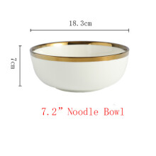 (a-D) Ceramic Gold Plated Edge Plate Tableware Set White Porcelain Dinner Plate Household Kitchen Rice Bowl Salad Dish Steak Tray