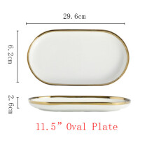 (a-I) Ceramic Gold Plated Edge Plate Tableware Set White Porcelain Dinner Plate Household Kitchen Rice Bowl Salad Dish Steak Tray