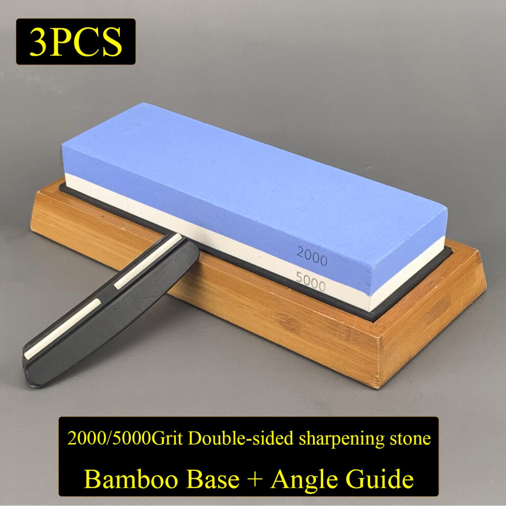 (A-2000-5000 Set Whetstone) 2000 5000 Grit Professional Knife Sharpener 3Pc Whetstone Honing Water Stone Grinder Sharpening Stone Apex Egde Diamond B 4853843641710