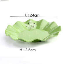 (a-D3) Greenness Plant Flower Round Plastic Plate Vegetable Salad Fruit Dessert Plate Steamed Sushi Steak Plate Household Kitchenware