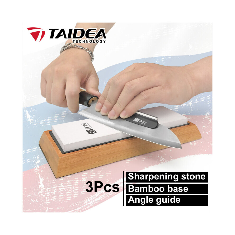 (A-Auburn Knife Sharpener) Taidea Sharpening Stone Knife Sharpener Whetstone Angle Guide Kitchen Knife Sharpener White Alundum Fast 240-8000Grit 4853843643547
