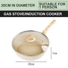 Frying Pan Home Wok Induction Cooker Pan Gas Stove Smoke-Free Fried Egg Steak Pan Cooking Pot Non Stick Pan with Lid Crepe Maker