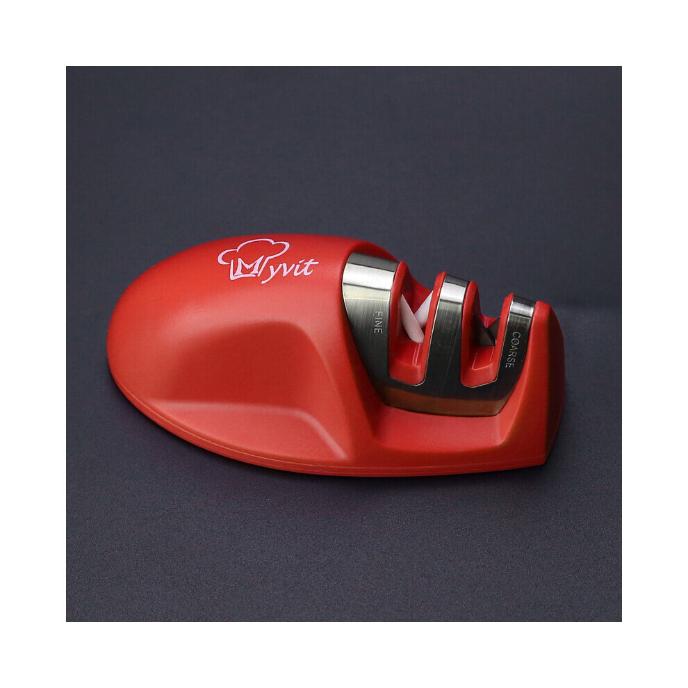 (A-Red) Knife Sharpener Whetstone Kitchen Knives Sharpening Stone Grindstone Grinder Stone Two Stages Diamond And Ceramic Household Tool 4853843663446