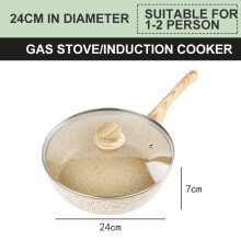 Frying Pan Home Wok Induction Cooker Pan Gas Stove Smoke-Free Fried Egg Steak Pan Cooking Pot Non Stick Pan with Lid Crepe Maker