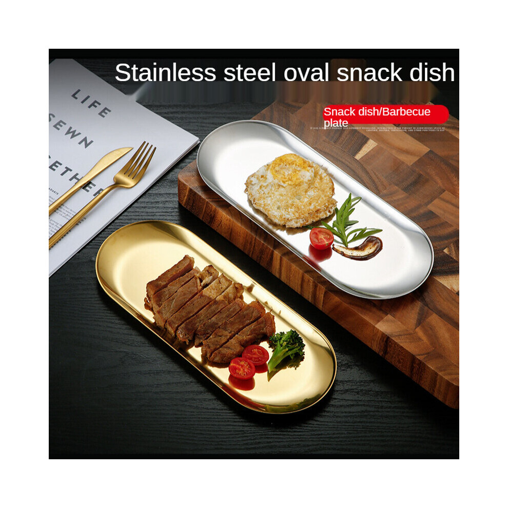 (a-gold-L) Nordic Style Gold Silver Stainless Steel Dessert Dining Plate Nut Cake Fruit Plate Towel Tray Snack Western Steak Kitchen Plate-image-OPC-PBTHJCC-NEW