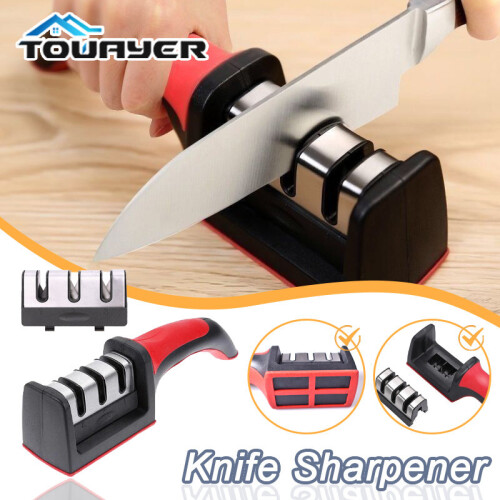 (a-As the picture shows S) 3-Level Sharpener, Diamond Ceramic Rod Sharpener, With 1 Replacement Sharpener, Suitable For All Knives Sharpening Tools 1