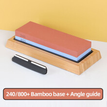 (a-240 800 Bamboo base) Knife Sharpener Sharpening Stone Professional Whetstone Grinding Kitchen Tools Accessories Gadgets Wet Dual Side Girt Honing Set