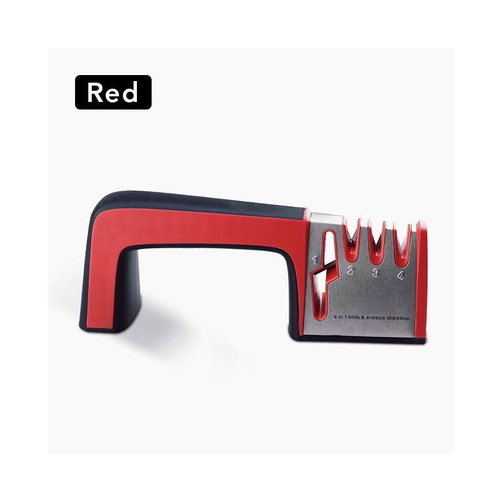 (A-Red As Picture) Knife Sharpener Professional Sharpening Stone Whetstone Grindstone 4 Stages Kitchen Knives Scissor Grinder Stone Householder 4853843731930