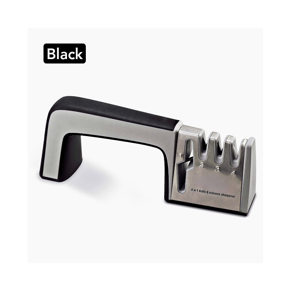 (A-Black As Picture) Knife Sharpener Professional Sharpening Stone Whetstone Grindstone 4 Stages Kitchen Knives Scissor Grinder Stone Householder 4853843731909