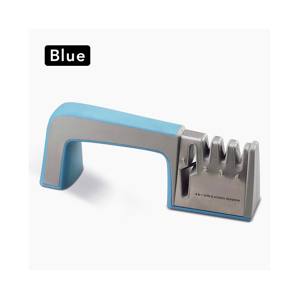 (A-Blue As Picture) Knife Sharpener Professional Sharpening Stone Whetstone Grindstone 4 Stages Kitchen Knives Scissor Grinder Stone Householder 4853843731923