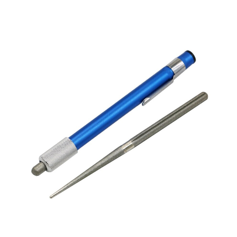 2in1 Knife Sharpener Diamond Pen Shaped Sharpener Pocket Sharpening Rod for Fishing Hooks Serrations Gut Hook Kitchen T21C