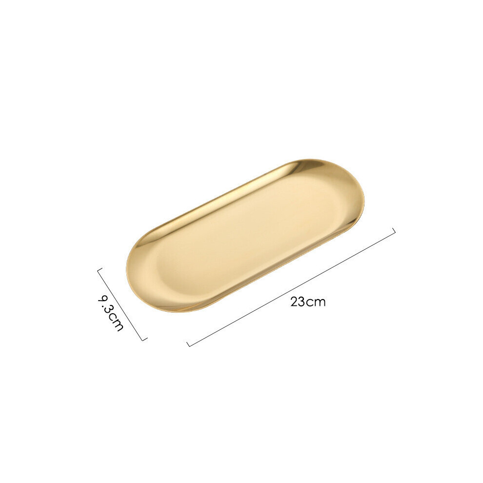 (a-Golden-L) Nordic Style Gold Silver Stainless Steel Dessert Dining Plate Nut Cake Fruit Plate Towel Tray Snack Western Steak Kitchen Plate-image-OPC-PBTHMJM-NEW