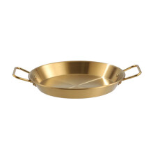 (a-Golden 18cm) 18-26cm Durable Stainless Steel Frying Pans with Double Ear Spanish Paella Saucepan Non-Stick Kitchen Cooking Pots Kitchenware