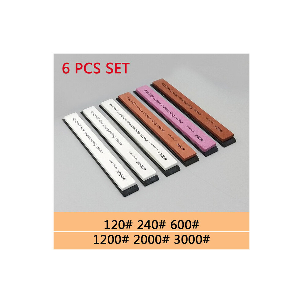 (A-6Pcs-B As Shown) Set Knife Sharpener Sharpening Stone Grinding Stone Bars Whetstone Water For Knife Kitchen Tools 60-3000 Grit 4853843662616